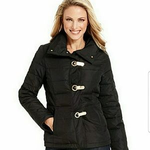 Woman's Charter Club Black Full Zip Puffer Jacket Size Medium